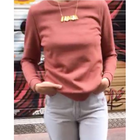 Pull vegan Jäger en coton bio terracotta pailleté fabriqué en France à Toulouse
