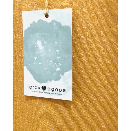 Pull vegan Jäger en coton bio moutarde pailleté fabriqué en France à Toulouse