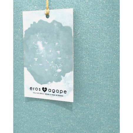 Pull vegan Jäger en coton bio bleu glacier pailleté fabriqué en France à Toulouse