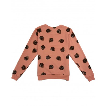 Pull vegan  Jäger en coton bio rose motif pomme de pin fabriqué en France à Toulouse