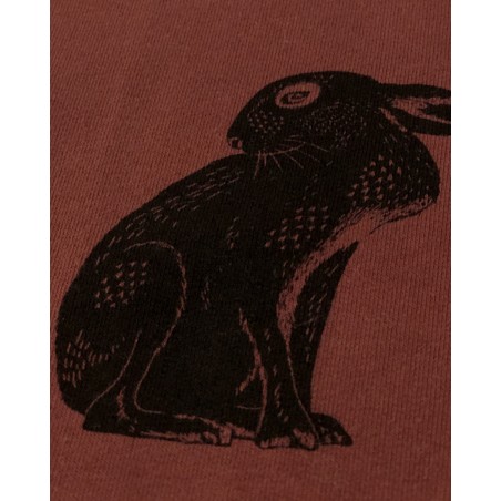 Pull vegan  Jäger en coton bio terracotta à motif lapin fabriqué en France à Toulouse