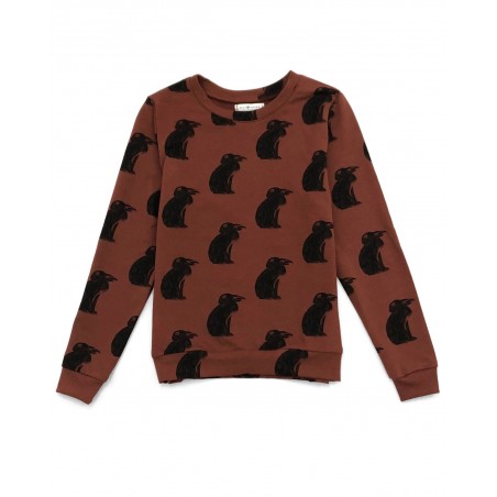 Pull vegan  Jäger en coton bio terracotta à motif lapin fabriqué en France à Toulouse