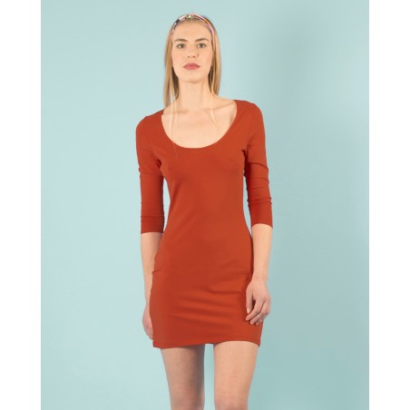 Robe Terracotta dos nu sexy en coton bio éco-responsable vegan made in France