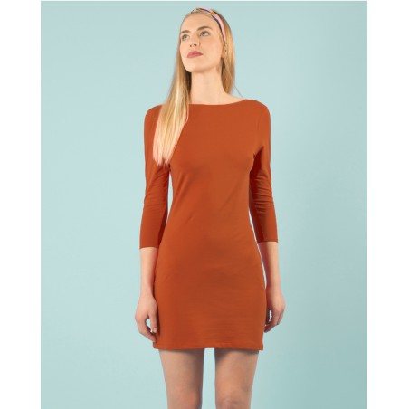 Robe Terracotta dos nu sexy en coton bio éco-responsable vegan made in France