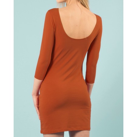 Robe Terracotta dos nu sexy en coton bio éco-responsable vegan made in France