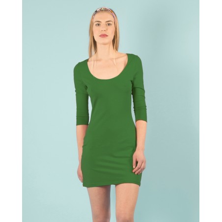 Robe Vert Forêt dos nu sexy en coton bio éco-responsable vegan made in France
