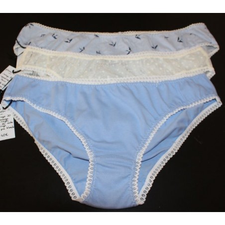 Lot de 3 culottes bleu et blanc taille 42