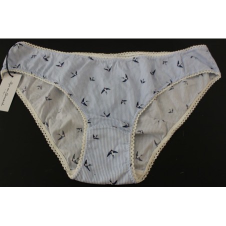 Culotte bleu rayé blanc motif hirondelle taille 42