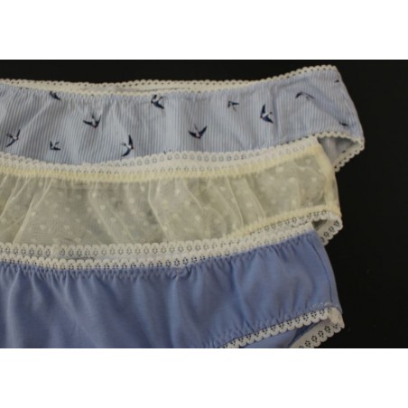 Lot de 3 culottes bleu et blanc taille 42